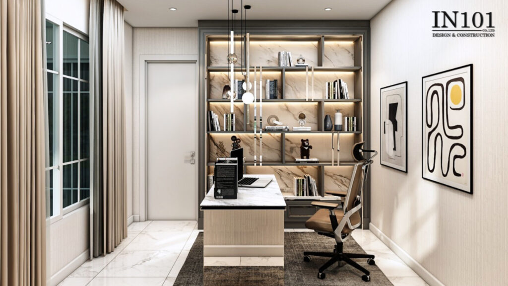 ออกแบบตกแต่งบ้านเดี่ยว GRANDIO BANGNA Modern Luxury ห้องทำงาน 